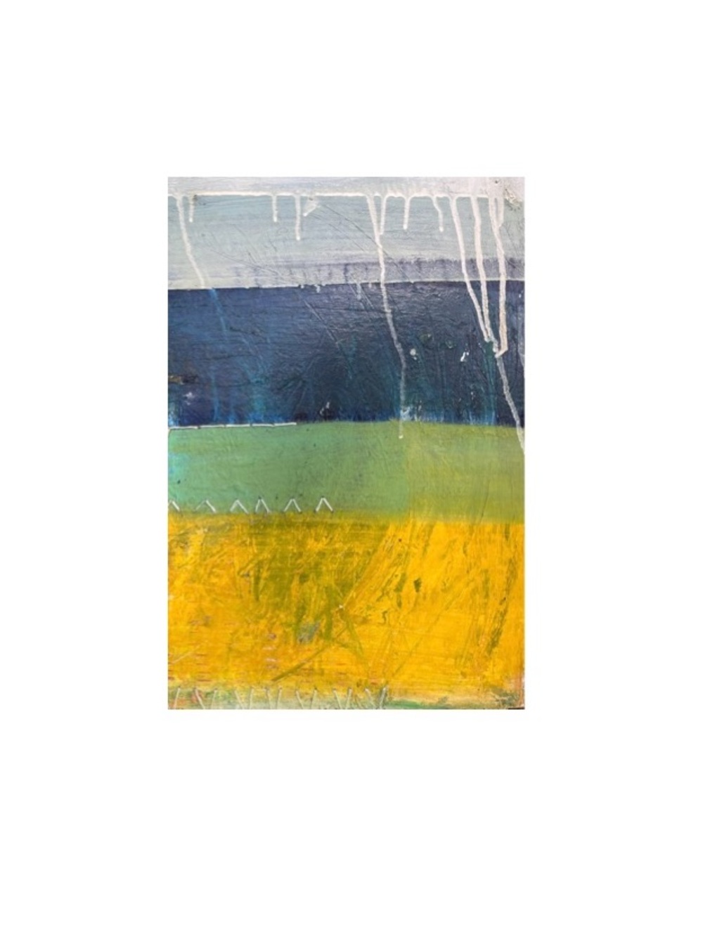 Abstract Layered Landscape Wall Art - Yellow, Green, Blue